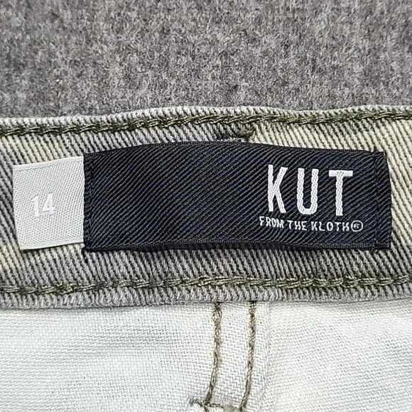 Kut from the Kloth Alice Shorts Womens 14 Green Excellent Camo Raw Hem Utility - Picture 4 of 7